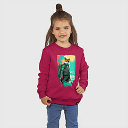 Свитшот хлопковый детский Лис-геолог - нейросеть, цвет: маджента — фото 2