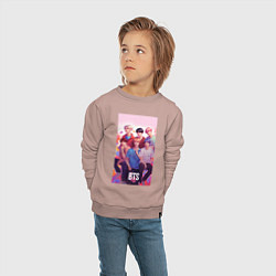 Свитшот хлопковый детский BTS art anime style, цвет: пыльно-розовый — фото 2