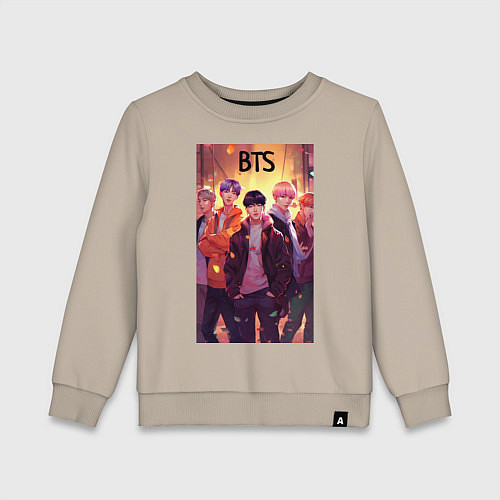 Детский свитшот BTS kpop anime / Миндальный – фото 1