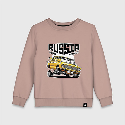 Детский свитшот Russia tuning car / Пыльно-розовый – фото 1