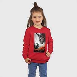 Свитшот хлопковый детский Rabbit vs devil - neural network, цвет: красный — фото 2