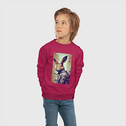Свитшот хлопковый детский Модный зайчара - нейросеть, цвет: маджента — фото 2
