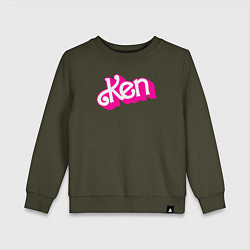 Свитшот хлопковый детский Логотип розовый Кен, цвет: хаки