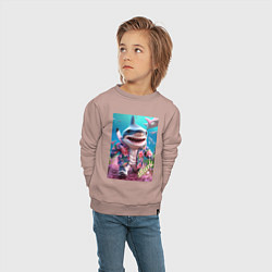 Свитшот хлопковый детский Акуленок, цвет: пыльно-розовый — фото 2