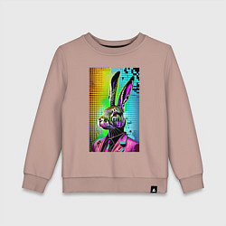 Свитшот хлопковый детский Модный заяц в розовом прикиде, цвет: пыльно-розовый