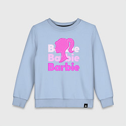 Свитшот хлопковый детский Логотип Барби объемный, цвет: мягкое небо