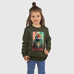 Свитшот хлопковый детский Dude fox - urban style, цвет: хаки — фото 2