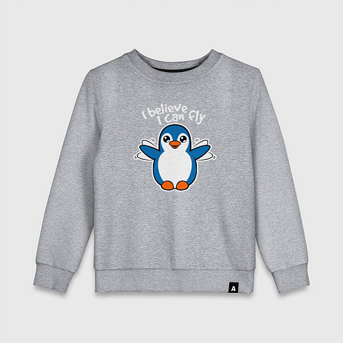 Детский свитшот Fly penguin / Меланж – фото 1