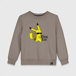 Свитшот хлопковый детский Pika thug life, цвет: утренний латте