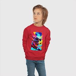 Свитшот хлопковый детский Cool skull - pop art, цвет: красный — фото 2