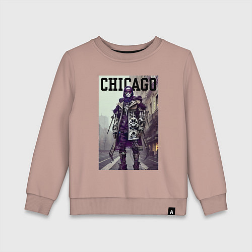 Детский свитшот Модный чувак из Чикаго - нейросеть / Пыльно-розовый – фото 1