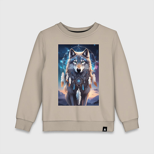 Детский свитшот Шаман волк / Миндальный – фото 1