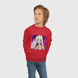 Свитшот хлопковый детский Барби с распущенными волосами, цвет: красный — фото 2