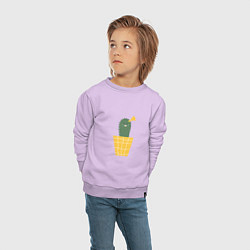 Свитшот хлопковый детский Смешной Кактус, цвет: лаванда — фото 2