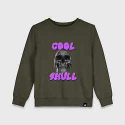 Свитшот хлопковый детский Cool Skull, цвет: хаки