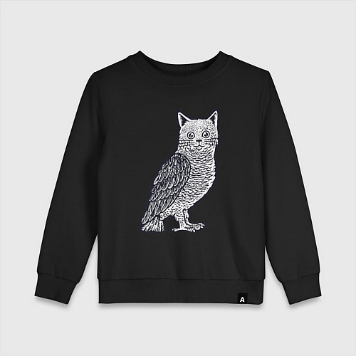Детский свитшот Кошка сова / Черный – фото 1