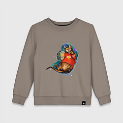 Свитшот хлопковый детский Ленивый бенгальский кот с попкорном, цвет: утренний латте