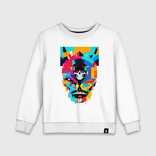 Детский свитшот Funny skull - pop art / Белый – фото 1