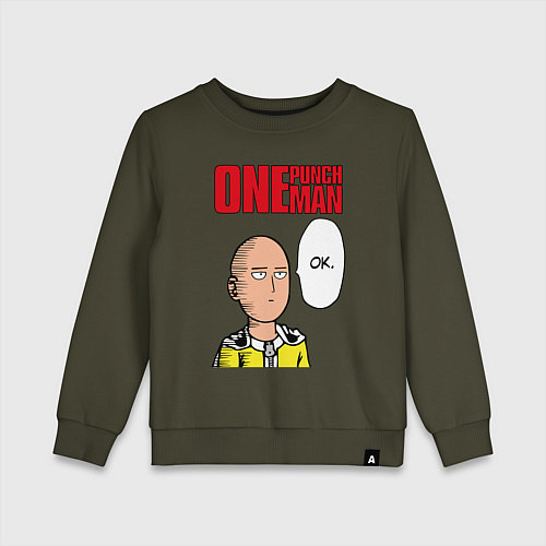 Детский свитшот Saitama - one punch man / Хаки – фото 1