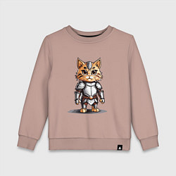 Свитшот хлопковый детский Рыжий кот в доспехах, цвет: пыльно-розовый