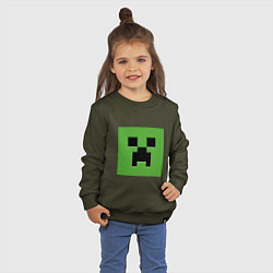 Свитшот хлопковый детский Minecraft creeper face, цвет: хаки — фото 2