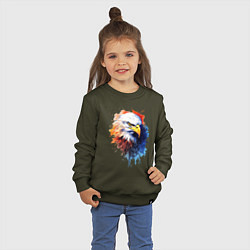 Свитшот хлопковый детский Граффити с орлом, цвет: хаки — фото 2