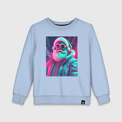 Свитшот хлопковый детский Модный Санта в неоновом свете, цвет: мягкое небо