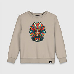 Свитшот хлопковый детский Индеец города ацтеков, цвет: миндальный