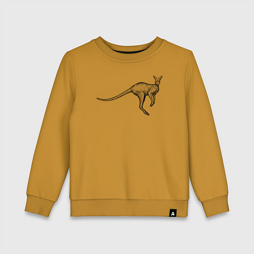Детский свитшот Кенгуру в прыжке / Горчичный – фото 1