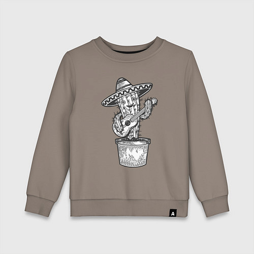 Детский свитшот Кактус с гитарой / Утренний латте – фото 1