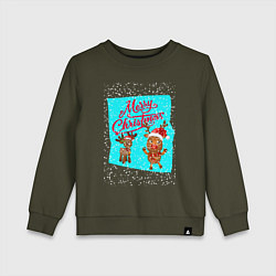 Свитшот хлопковый детский Новый год уже скоро, цвет: хаки