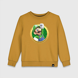 Свитшот хлопковый детский Луиджи значок, цвет: горчичный