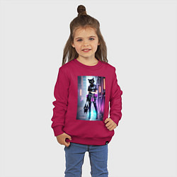 Свитшот хлопковый детский Крутая модная кисуля в ночном Бронксе - нейросеть, цвет: маджента — фото 2