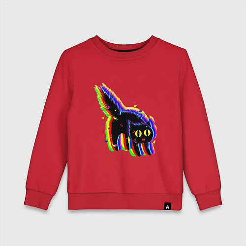 Детский свитшот Глюк кот - Technical Glitch / Красный – фото 1