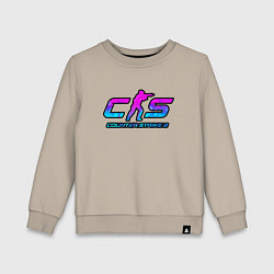 Свитшот хлопковый детский КС 2 лого неон, цвет: миндальный