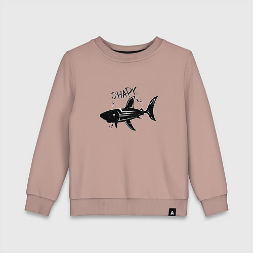 Детский свитшот Трайбл акула с надписью shark / Пыльно-розовый – фото 1