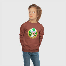 Свитшот хлопковый детский Тоад значок, цвет: кирпичный — фото 2