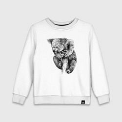 Свитшот хлопковый детский Коала забралась на дерево, цвет: белый
