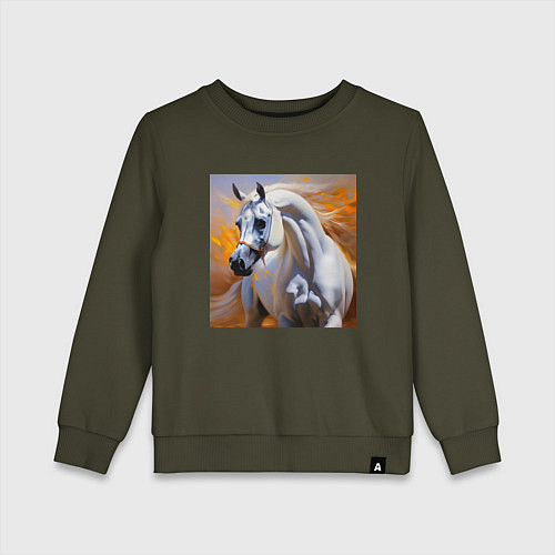 Детский свитшот Белый арабский скакун / Хаки – фото 1
