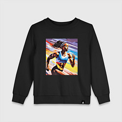 Свитшот хлопковый детский Девушка спринтер, цвет: черный