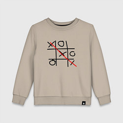Свитшот хлопковый детский Крестики-нолики игра, цвет: миндальный