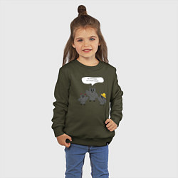 Свитшот хлопковый детский Семейка мудрых сов, цвет: хаки — фото 2