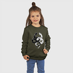 Свитшот хлопковый детский Змеи инь и янь - черное белое, цвет: хаки — фото 2