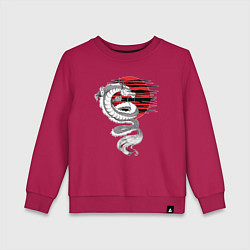Свитшот хлопковый детский Тату японский дракон с красным солнцем, цвет: маджента