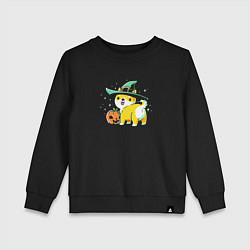 Свитшот хлопковый детский Корги и тыква, цвет: черный