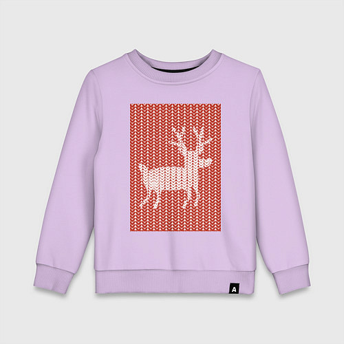 Детский свитшот Новогодний олень орнамент вязанный свитер / Лаванда – фото 1
