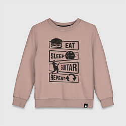 Свитшот хлопковый детский Eat sleep guitar repeat, цвет: пыльно-розовый