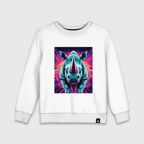 Детский свитшот Кибер носорог / Белый – фото 1