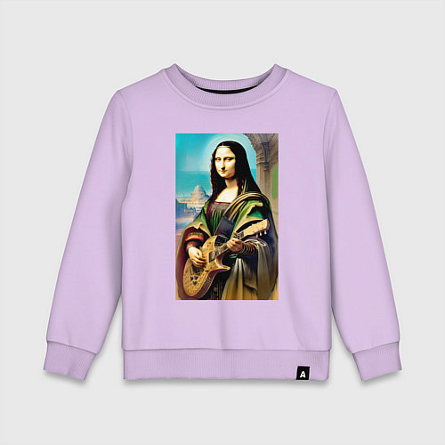 Детский свитшот Мона Лиза лабает на гитаре / Лаванда – фото 1