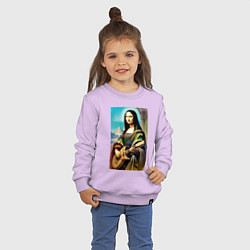 Свитшот хлопковый детский Мона Лиза лабает на гитаре, цвет: лаванда — фото 2